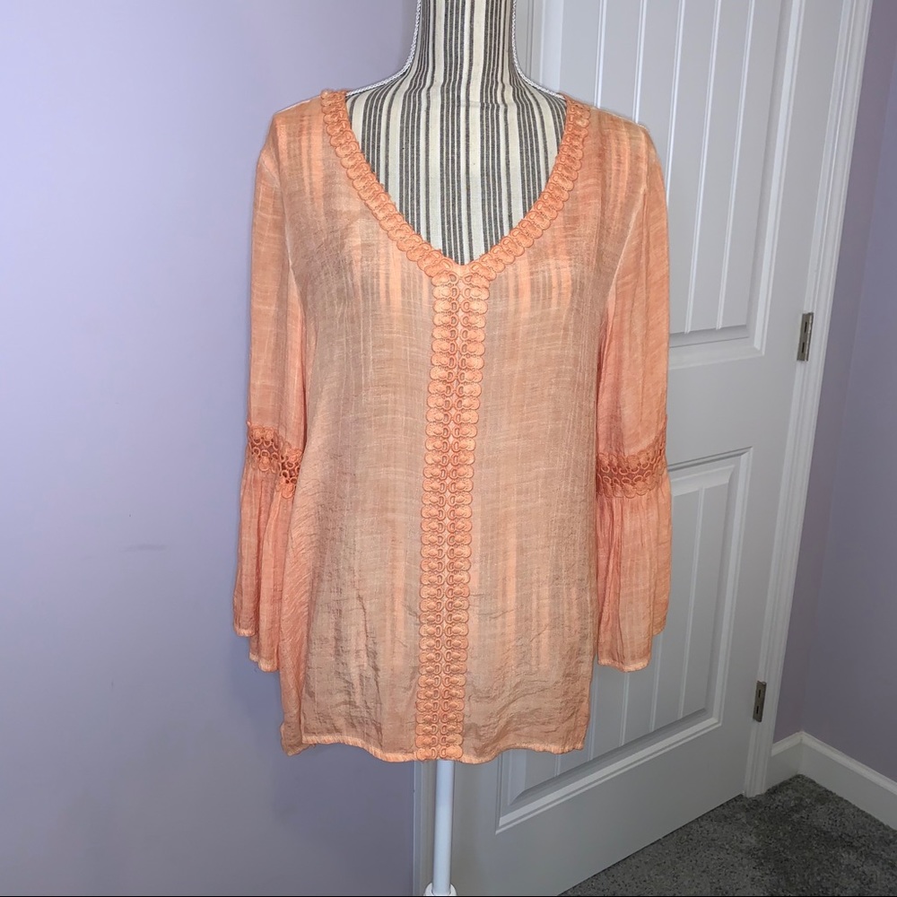 Spense Orange Bell Sleeves Light Top